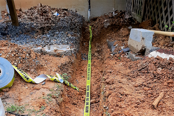 Buried gas line