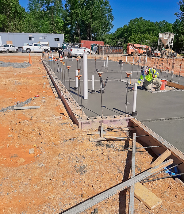 Concrete pour after completion of subgrade piping