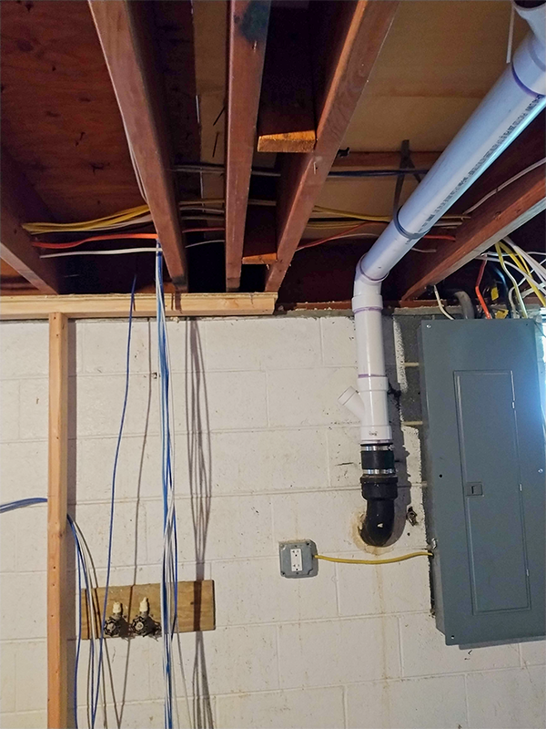 New plumbing for residential basement renovation