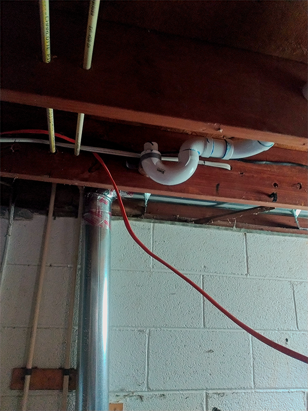 New plumbing for residential basement renovation